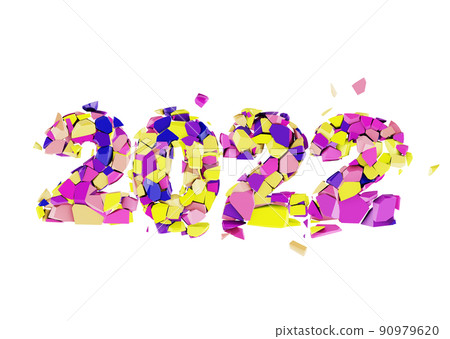 Broken 2022 year isolated on white background. The number 2022 is destroyed - represents the old year 2022, 3d rendered Broken 2022 year isolated on white background. The number 2022 is destroyed - represents the old year 2022, 3d rendered 90979620