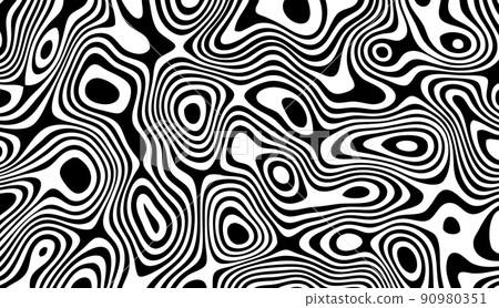 Monochrome topographic pattern. Black and white abstract background. Rounded lines of circles. Abstract creative concept with topographic map ornament. 90980351