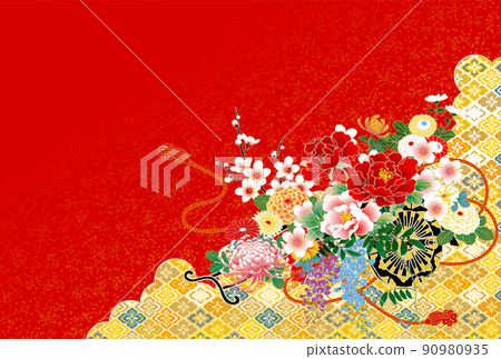 Flower car Japanese pattern quince red 90980935