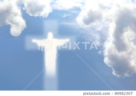 Ascension of Christ. Shining silhouette in the clouds Ascension of Christ. Shining silhouette in the clouds 90982307