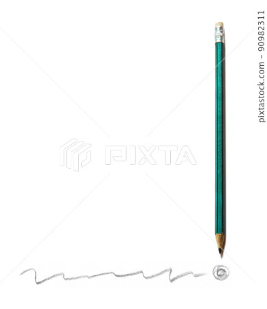 Red pencil drew a line on white paper Red pencil drew a line on white paper 90982311