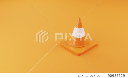 3D Rendering Orange Traffic Cone Icon 3D Illustration Background 3D Rendering Orange Traffic Cone Icon 3D Illustration Background 90982529