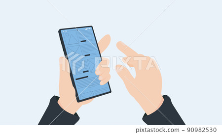 Flat Hand Touch on Smart Phone Screen Shopping Online E-commerce Shopping Flat Hand Touch on Smart Phone Screen Shopping Online E-commerce Shopping 90982530