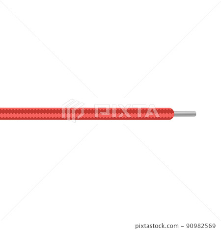 Red shoelace cord or rope part, realistic vector illustration isolated on white. 90982569