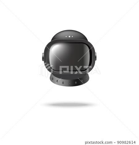 Modern black helmet for astronauts, realistic 3d vector illustration isolated on white background. 90982614