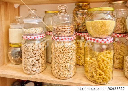 Storage of food in the kitchen in pantry Storage of food in the kitchen in pantry 90982812