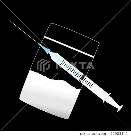 藥物圖像。可疑的白色粉末和注射器裝在一個帶拉鍊的透明袋子裡。 藥物圖像。可疑的白色粉末和注射器裝在一個帶拉鍊的透明袋子裡。 90983141