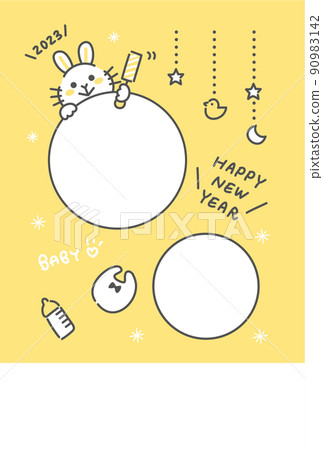 2023年新年賀卡兔子出生報告相框 2023年新年賀卡兔子出生報告相框 90983142