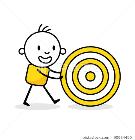 Businessman pushing a target on white... - Stock Illustration [90984490] -  PIXTA