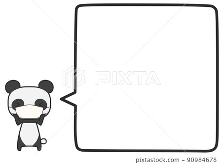 一個簡單的方形氣球，上面有一隻戴著面具的熊貓 90984678