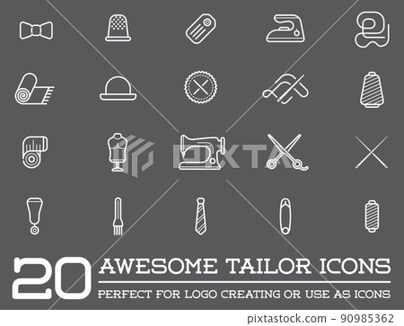 Set of Vector Tailoring Tailor Sew Elements and... - Stock Illustration ...