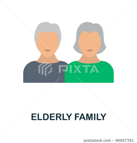 Elderly Family flat icon. Colored element sign from family collection. Flat Elderly Family icon sign for web design, infographics and more. 90987391