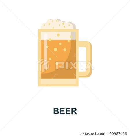 Beer flat icon. Colored element sign from drinks collection. Flat Beer icon sign for web design, infographics and more. 90987438