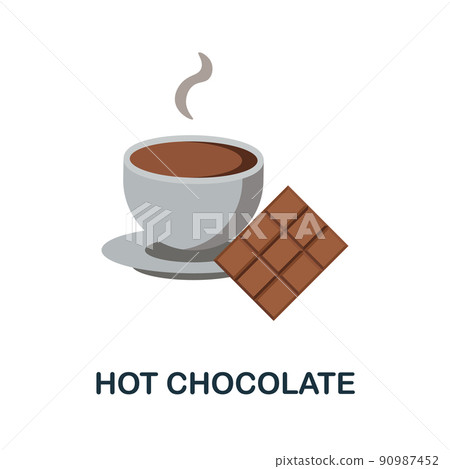 Hot Chocolate flat icon. Colored element sign from drinks collection. Flat Hot Chocolate icon sign for web design, infographics and more. 90987452