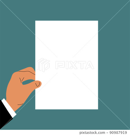 The hand holds a paper business contract document - Stock Illustration ...