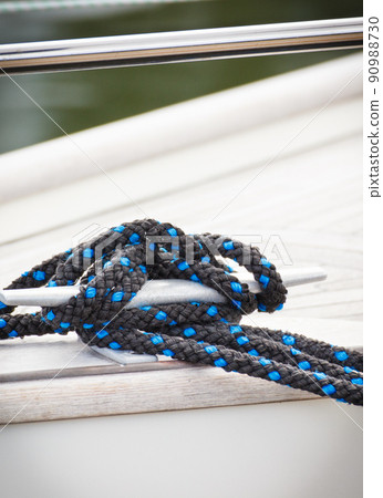 Black rope as part and detail of yacht 90988730