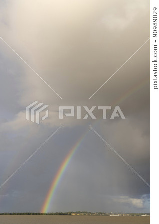 Rainbow after the summer storm, Gironde, Bordeaux, Aquitaine, France Rainbow after the summer storm, Gironde, Bordeaux, Aquitaine, France 90989029