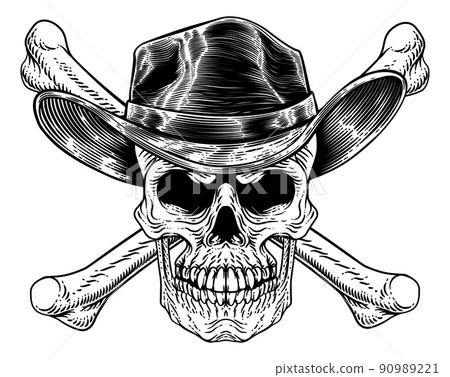 Cowboy Hat Western Skull Pirate Cross Bones 90989221