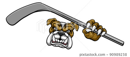 Bulldog Ice Hockey Player Animal Sports Mascot Bulldog Ice Hockey Player Animal Sports Mascot 90989238