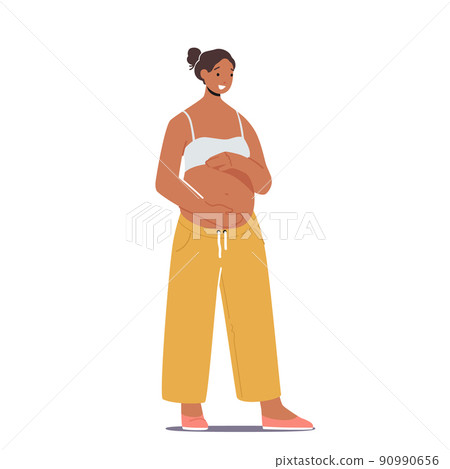 Beautiful Pregnant Latin Woman, Pregnancy and Motherhood Concept. Young Mother Hold Belly Isolated on White Background Beautiful Pregnant Latin Woman, Pregnancy and Motherhood Concept. Young Mother Hold Belly Isolated on White Background 90990656