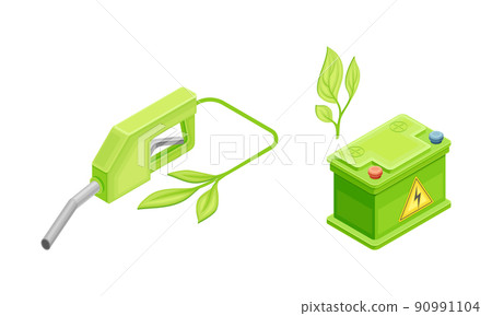 Alternative power sources set. Green clean energy production isometric vector illustration 90991104