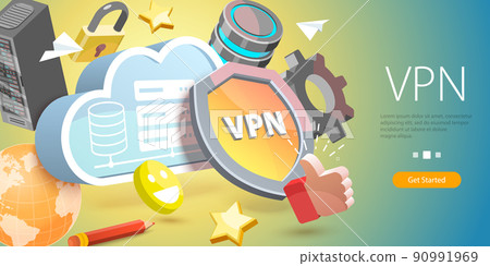 3D Vector Conceptual Illustration of VPN - Virtual Private Network 90991969