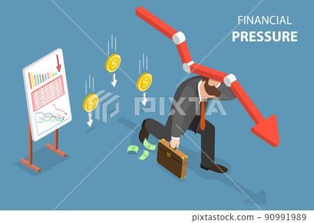 3D Isometric Flat Vector Conceptual Illustration of Financial Pressure 90991989