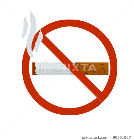No Smoking sign. Crossed out cigarette 90991997