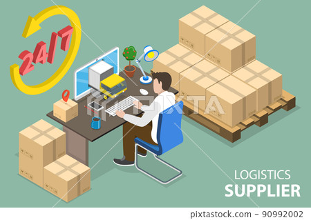 3D Isometric Flat Vector Conceptual Illustration of Logistics Supplier 90992002