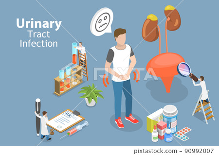 3D Isometric Flat Vector Conceptual Illustration of Urinary Tract Infection 90992007