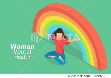 3D Isometric Flat Vector Conceptual Illustration of Womens Mental Health 90992008