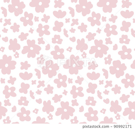 Vector tender seamless ditsy pattern. Romantic texture with small pink flowers on a white background. Simple floral background Vector tender seamless ditsy pattern. Romantic texture with small pink flowers on a white background. Simple floral background 90992171