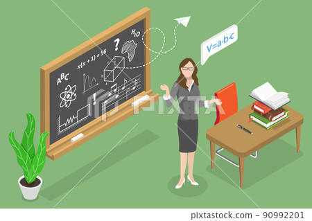 3D Isometric Flat Vector Conceptual Illustration of School Lesson 3D Isometric Flat Vector Conceptual Illustration of School Lesson 90992201
