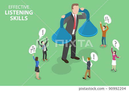 3D Isometric Flat Vector Conceptual Illustration of Effective Listening Skills 3D Isometric Flat Vector Conceptual Illustration of Effective Listening Skills 90992204