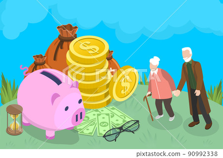 3D Isometric Flat Vector Conceptual Illustration of 401k Retirement Plan 90992338