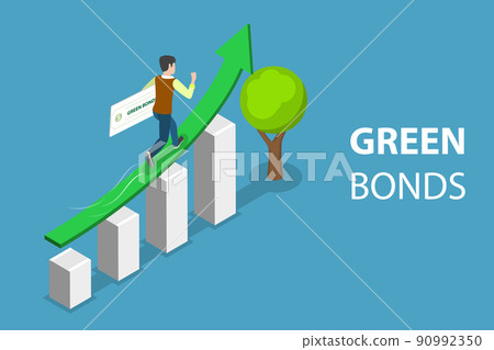 3D Isometric Flat Vector Conceptual Illustration of Investing into Green Bonds 3D Isometric Flat Vector Conceptual Illustration of Investing into Green Bonds 90992350
