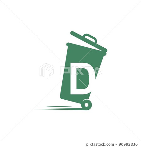 Letter D in the trash bin icon illustration template Letter D in the trash bin icon illustration template 90992830