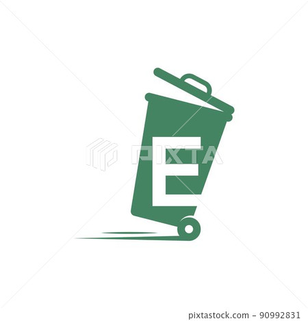 Letter E in the trash bin icon illustration template Letter E in the trash bin icon illustration template 90992831
