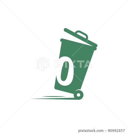 Number zero in the trash bin icon illustration template 90992857