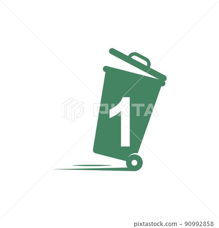 Number 1 in the trash bin icon illustration template Number 1 in the trash bin icon illustration template 90992858