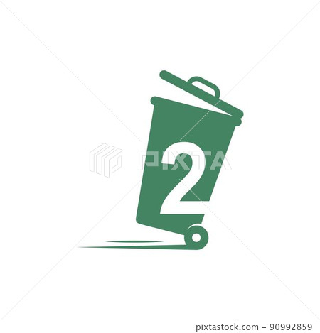 Number 2 in the trash bin icon illustration template Number 2 in the trash bin icon illustration template 90992859