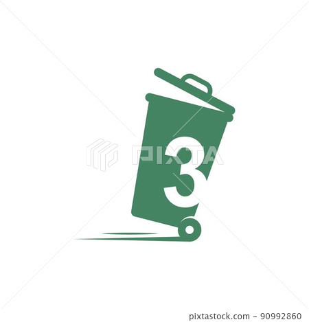 Number 3 in the trash bin icon illustration template Number 3 in the trash bin icon illustration template 90992860