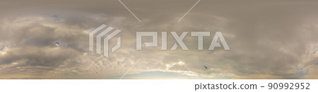 Overcast sky panorama on rainy day with Nimbostratus clouds in seamless spherical equirectangular format. Full zenith for use in 3D graphics, game and for aerial drone 360 degree panorama as sky dome. Overcast sky panorama on rainy day with Nimbostratus clouds in seamless spherical equirectangular format. Full zenith for use in 3D graphics, game and for aerial drone 360 degree panorama as sky dome. 90992952