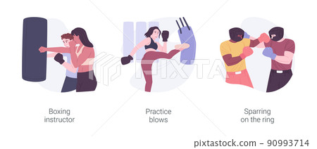 Boxing isolated cartoon vector illustrations set. Boxing isolated cartoon vector illustrations set. 90993714