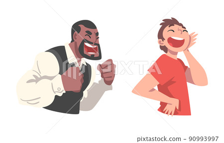 Laughing Out Loud Man Character Feeling Amused and Full of Fun Vector Set 90993997