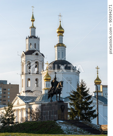 Monument to Russian Tsar Ivan IV the terrible and Epiphany Cathedral in the city of Orel. Monument to Russian Tsar Ivan IV the terrible and Epiphany Cathedral in the city of Orel. 90994271