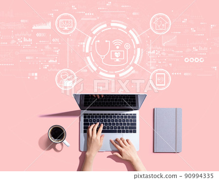 Telemedicine theme with person using a laptop 90994335