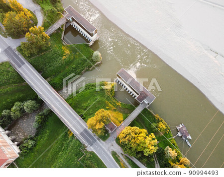 Aerial view of Boretto, Emilia Romagna. Italy Aerial view of Boretto, Emilia Romagna. Italy 90994493