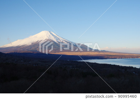 從山中湖全景看台看清早 90995460