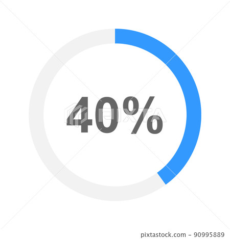 Round 40 percent filled progress bar. Loading, charging battery, waiting, transfer, buffering or downloading icon. Infographic element for website or mobile app interface 90995889